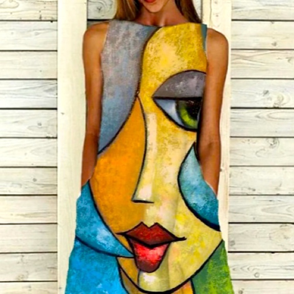 🧡Abstract Sleeveless Dress